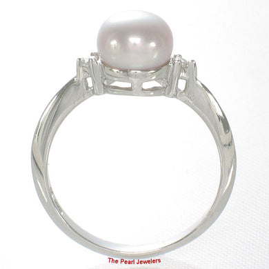 Solid Silver .925 Lavender-Pearl Solitaire CZ Ring