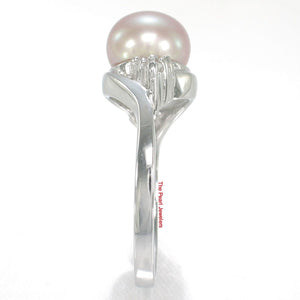 Solid Silver .925 Lavender-Pink Pearl CZ Accent Ring