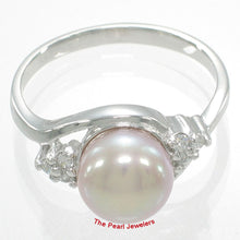 Load image into Gallery viewer, Solid Silver .925 Lavender-Pink Pearl CZ Accent Ring