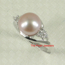 Load image into Gallery viewer, Solid Silver .925 Lavender-Pink Pearl CZ Accent Ring