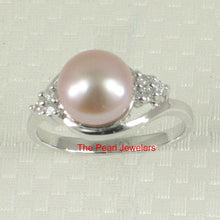 Load image into Gallery viewer, Solid Silver .925 Lavender-Pink Pearl CZ Accent Ring