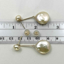Load image into Gallery viewer, Real Light Pink Coin Pearl Drop Earrings – 14 k Yellow Gold