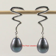 Load image into Gallery viewer, AAA 7.5–8 mm High Luster Black Cultured Pearl Lightning Earrings
