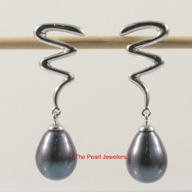 AAA 7.5–8 mm High Luster Black Cultured Pearl Lightning Earrings