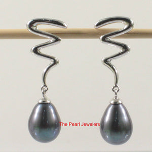 AAA 7.5–8 mm High Luster Black Cultured Pearl Lightning Earrings