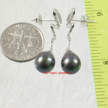 Load image into Gallery viewer, AAA 7.5–8 mm High Luster Black Cultured Pearl Lightning Earrings