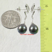 Load image into Gallery viewer, AAA 7.5–8 mm High Luster Black Cultured Pearl Lightning Earrings