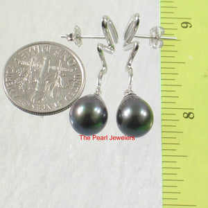 AAA 7.5–8 mm High Luster Black Cultured Pearl Lightning Earrings