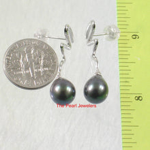 Load image into Gallery viewer, AAA 7.5–8 mm High Luster Black Cultured Pearl Lightning Earrings