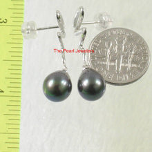 Load image into Gallery viewer, AAA 7.5–8 mm High Luster Black Cultured Pearl Lightning Earrings