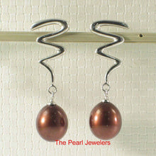 Load image into Gallery viewer, AAA 7.5–8 mm High Luster Chocolate Cultured Pearl Lightning Earrings