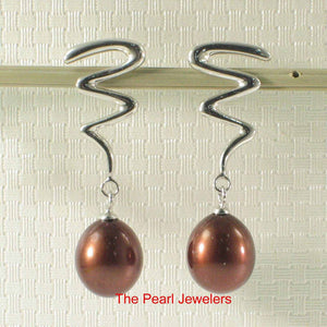 AAA 7.5–8 mm High Luster Chocolate Cultured Pearl Lightning Earrings