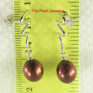 AAA 7.5–8 mm High Luster Chocolate Cultured Pearl Lightning Earrings