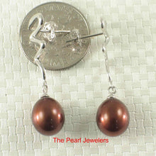 Load image into Gallery viewer, AAA 7.5–8 mm High Luster Chocolate Cultured Pearl Lightning Earrings