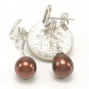 AAA 7.5–8 mm High Luster Chocolate Cultured Pearl Lightning Earrings