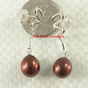 AAA 7.5–8 mm High Luster Chocolate Cultured Pearl Lightning Earrings