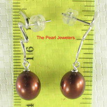 Load image into Gallery viewer, AAA 7.5–8 mm High Luster Chocolate Cultured Pearl Lightning Earrings