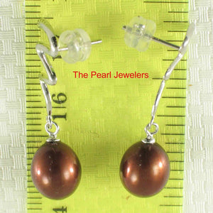 AAA 7.5–8 mm High Luster Chocolate Cultured Pearl Lightning Earrings