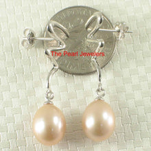 Load image into Gallery viewer, AAA 7.5–8 mm High Luster Peach Cultured Pearl Lightning Earrings