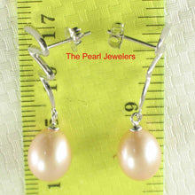 Load image into Gallery viewer, AAA 7.5–8 mm High Luster Peach Cultured Pearl Lightning Earrings