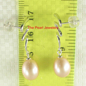 AAA 7.5–8 mm High Luster Peach Cultured Pearl Lightning Earrings