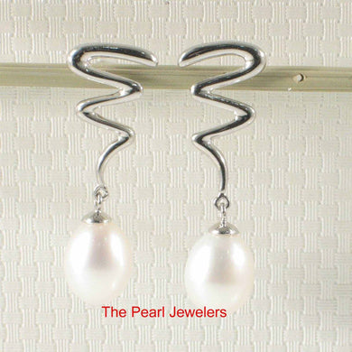 AAA 7.5–8 mm High Luster White Cultured Pearl Lightning Earrings
