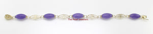 14k Yellow Gold Four Partitions of “Longevity” Symbol Lavender Jade Bracelet