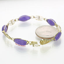 Load image into Gallery viewer, 14k Yellow Gold Four Partitions of “Longevity” Symbol Lavender Jade Bracelet