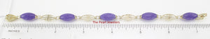 14k Yellow Gold Four Partitions of “Longevity” Symbol Lavender Jade Bracelet