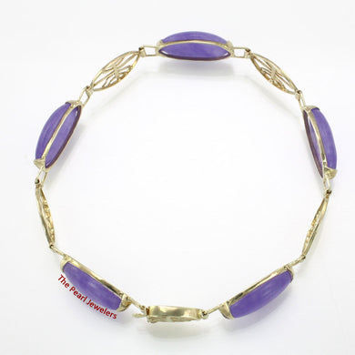 14k Yellow Gold Four Partitions of “Longevity” Symbol Lavender Jade Bracelet
