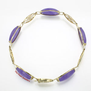 14k Yellow Gold Four Partitions of “Longevity” Symbol Lavender Jade Bracelet