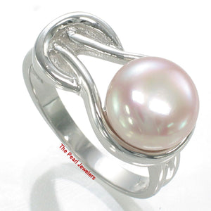 Solid Sterling Silver .925 Love-Knot Lavender Freshwater Pearl Ring
