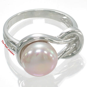 Solid Sterling Silver .925 Love-Knot Lavender Freshwater Pearl Ring
