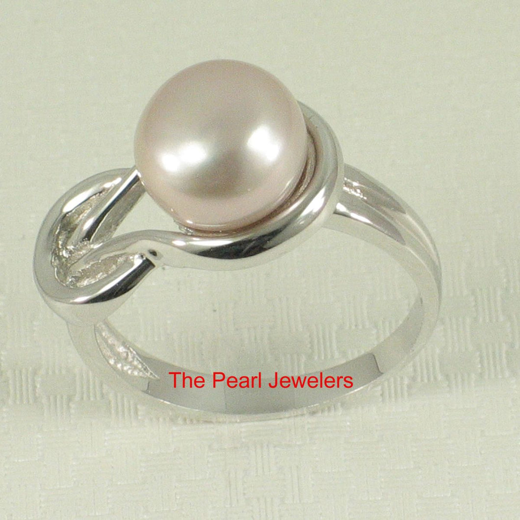 Solid Sterling Silver .925 Love-Knot Lavender Freshwater Pearl Ring