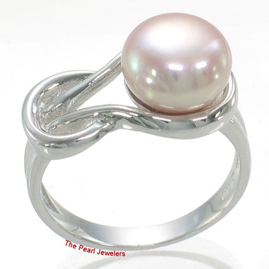 Solid Sterling Silver .925 Love-Knot Lavender Freshwater Pearl Ring