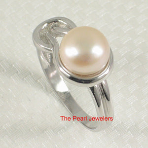 Solid Sterling Silver .925 Love-Knot Pink Freshwater Pearl Ring