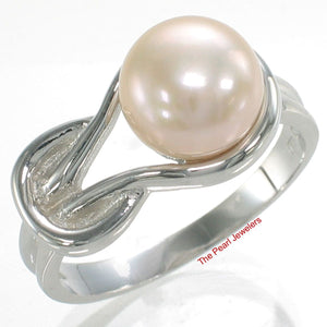 Solid Sterling Silver .925 Love-Knot Pink Freshwater Pearl Ring