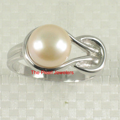 Solid Sterling Silver .925 Love-Knot Pink Freshwater Pearl Ring