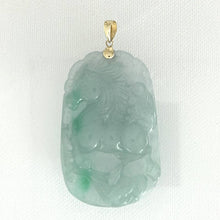 Load image into Gallery viewer, Lovely Hand Carved Horse Green Jade Pendant 14k Yellow Gold Bale