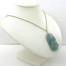 Load image into Gallery viewer, Lovely Hand Carved Horse Green Jade Pendant 14k Yellow Gold Bale
