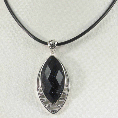 Faceted Marquise Blue Sandstone Pendant