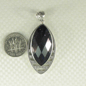 Faceted Marquise Blue Sandstone Pendant