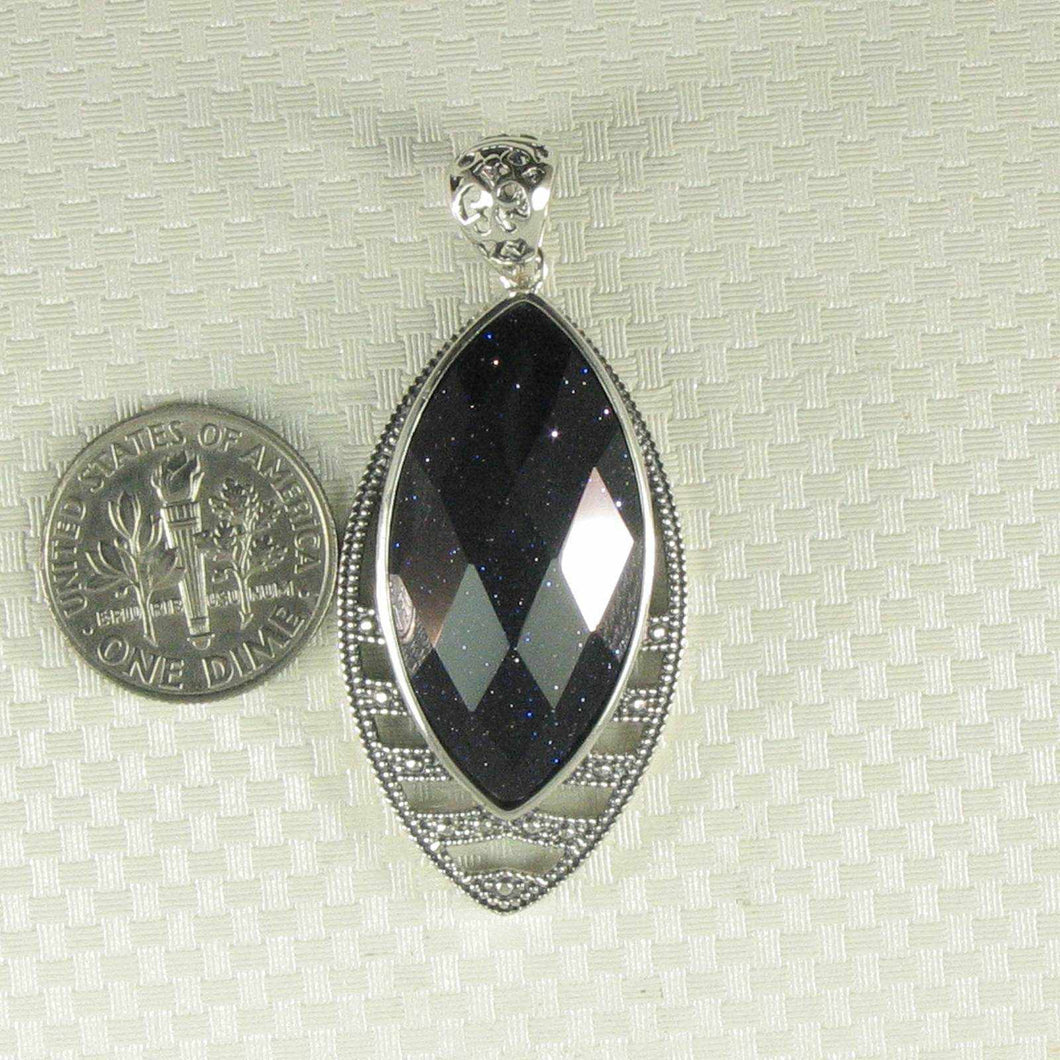 Faceted Marquise Blue Sandstone Pendant