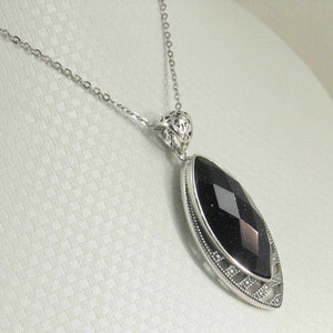 Faceted Marquise Blue Sandstone Pendant