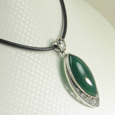 Marquise Green Agate Pendant