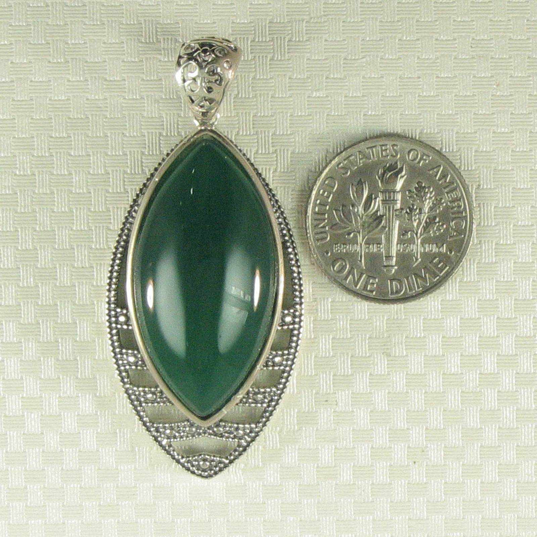 Marquise Green Agate Pendant