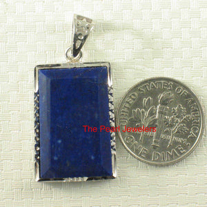 Mini Rectangle Lapis Lazuli Sterling Silver Pendant