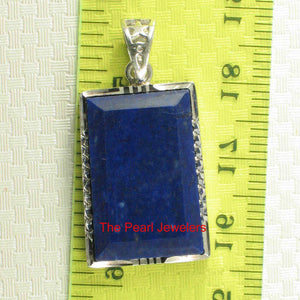 Mini Rectangle Lapis Lazuli Sterling Silver Pendant