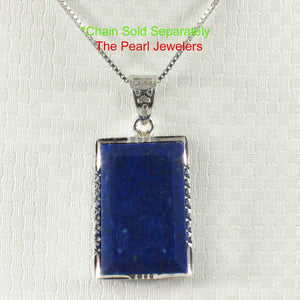 Mini Rectangle Lapis Lazuli Sterling Silver Pendant
