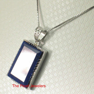 Mini Rectangle Lapis Lazuli Sterling Silver Pendant